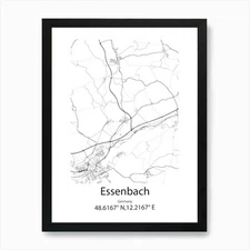 Essenbach,Germany Minimalist Map Ar Framed Wall Art Poster Canvas Print Picture