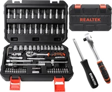 66 Pieces 1/4 Inch Drive Socket Set, Ratchet Set with 72 Tooth Reversible Ratche
