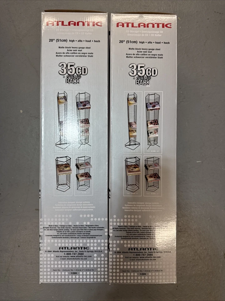 (2) Vintage Atlantic 35 CD Metal Tower Storage Rack NEW SEALED - Image 3 of 3