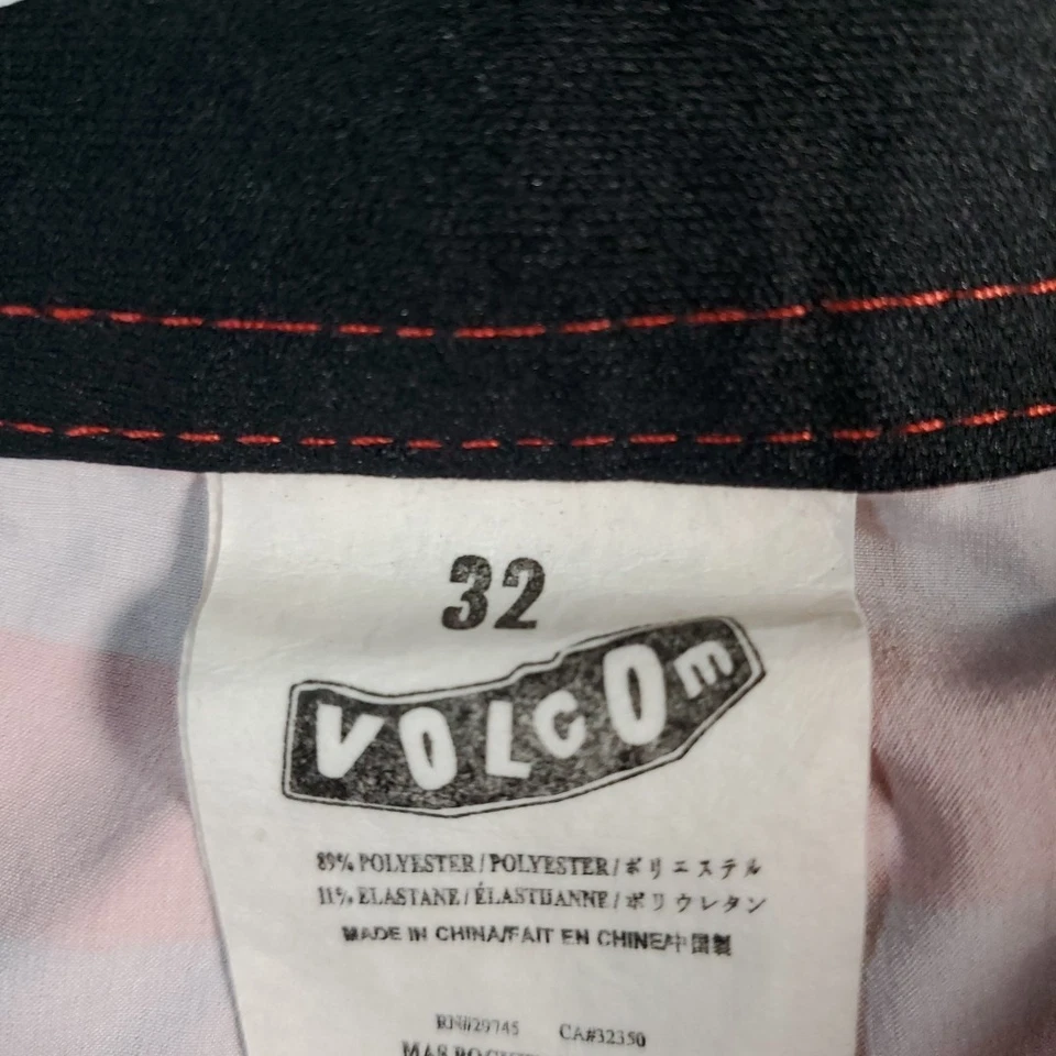 Volcom Shorts 32 Mens Red Striped 4 Way Stretch Boardshorts Swim Trunks Pockets - Image 4 of 4