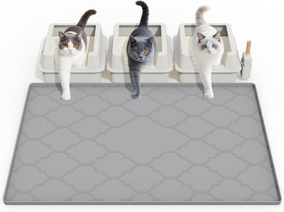 Cat Mat for Litter Box, 38'' X 26'' Large Silicone Cat Litter Trapping Mat, Easy C
