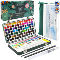 Aquarellfarben Set 128 Farben Tragbare Box Mit Aquarellpapier Und Pinseln