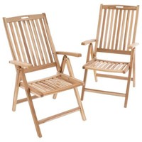 Divero 2Er Set Gartenstuhl Teakholz Hochlehner Armlehnen Klappbar Natur