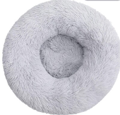 Donut Plush Pet Dog Cat Bed Fluffy Soft Warm Grey