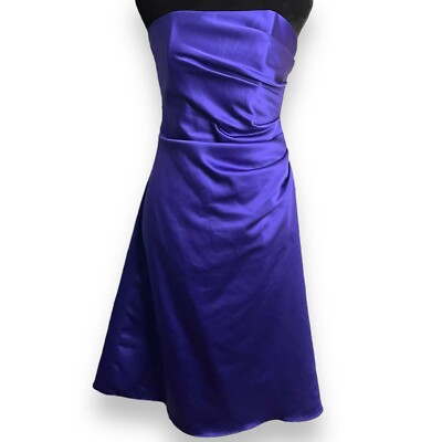 Alfred Angelo Midi Dress Women's 4 Purple Storm Formal Prom Fit & Flare  Satin | eBay