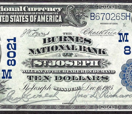 🇺🇸MO 1902 $10 ♚♚SAINT JOSEPH, MISSOURI♚♚ PMG SOBRE 50 SIN CIRCULAR ¡MEJOR GRADO! - Imagen 1 de 3