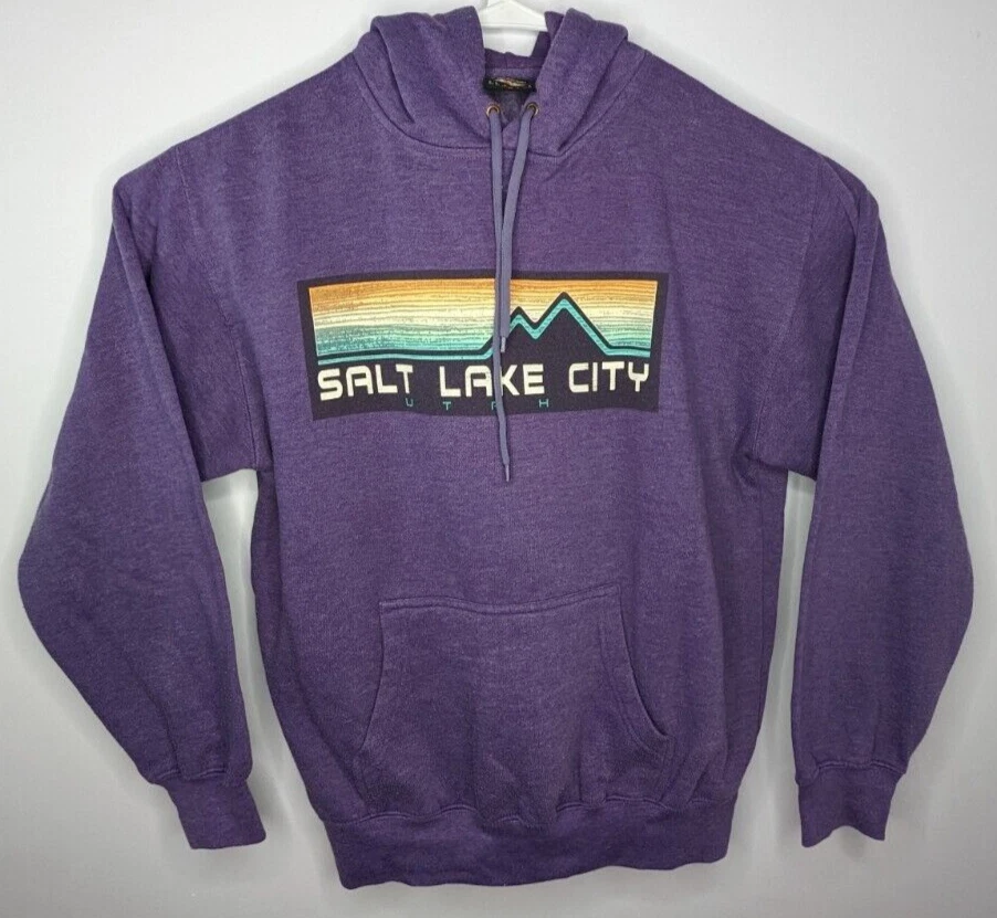 Salt Lake City Utah Purple Embroidered Hoodie Medium EUC Prairie Mountain Brand