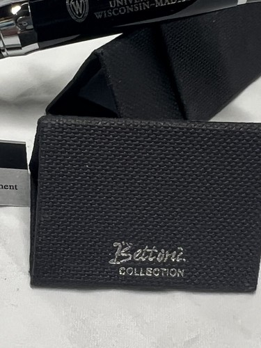 UW wisconsin Bettoni Luxury Black & Silver World Map Rollerball Pen NEW snap cap - Picture 3 of 24