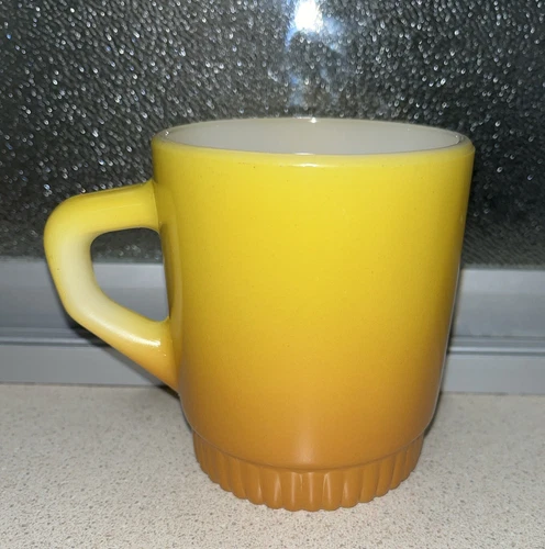 Vintage Anchor Hocking Fire King Oven Proof Yellow Coffee Mug Cup