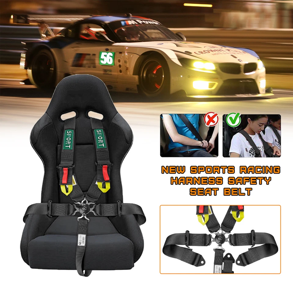 Arnés de 5 puntos de liberación rápida 2 piezas bloqueo de leva kart carreras cinturón de seguridad coche UTV ATV Foto 3 de 4