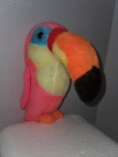 Vintage 1983 ACME Tropical Toucan Parrot Bird Plush Pink Stuffed Animal VGUC