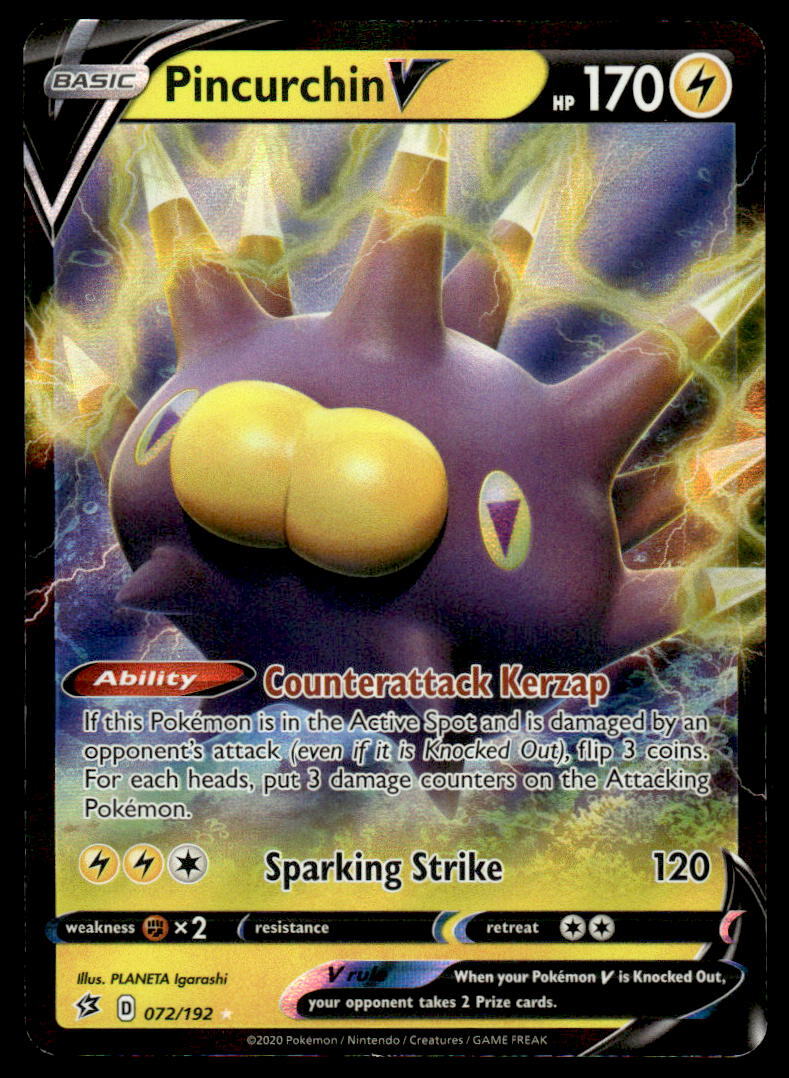Pokemon TCG Rebel Clash #072/192 Pincurchin V NM