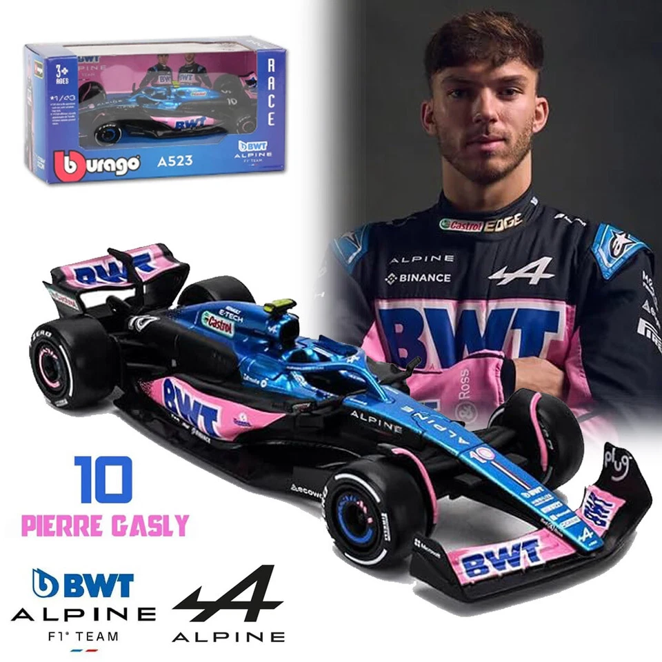 Bburago 1:43 F1 2023 BWT Alpine A523 #10 Pierre Gasly Racing Model Car NEW BOX # - Image 2 of 4