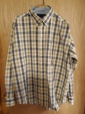 Tommy Hilfiger Mens Large Cotton Button Down Blue Yellow White Checkered Shirt