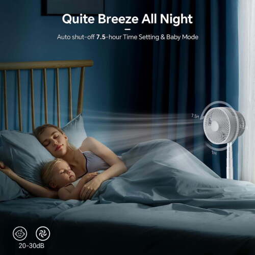 Portable Oscillating Fan, 2-in-1 Standing Fan with Remote, 10 Speeds, 7.5T Timer - Picture 4 of 6