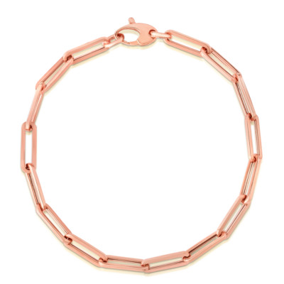 4mm Paperclip Link Bracelet Real 14K Rose Gold 7.5''