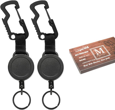 MNGARISTA 2 Pack Retractable Keychain, Multitool Carabiner Badge Holder, 8Oz Ret