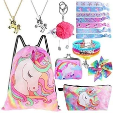 9 pcs Unicorn Gifts for Girls Teen Necklace Bracelet Jewelry Hair Ties Backpack