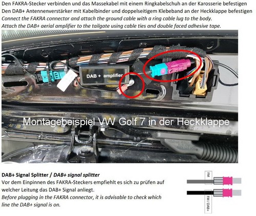 für VW Touran 1 1T Touran 2 5T Antenne Adapter + Verstärker + DAB DAB+ Splitter - Picture 6 of 6