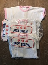 Petit Bateau 3 mo T Shirts New Old Stock Baby Retro Traditional 3 pcs Pink NWT