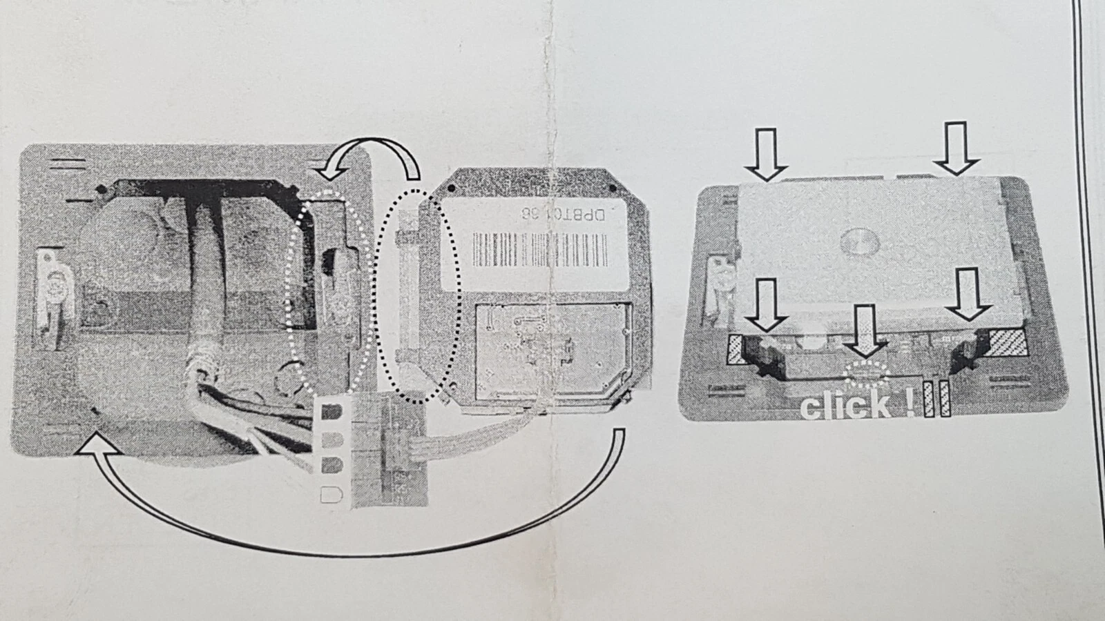 Page of the Domintell installation leaflet showing how the module clips into the frame