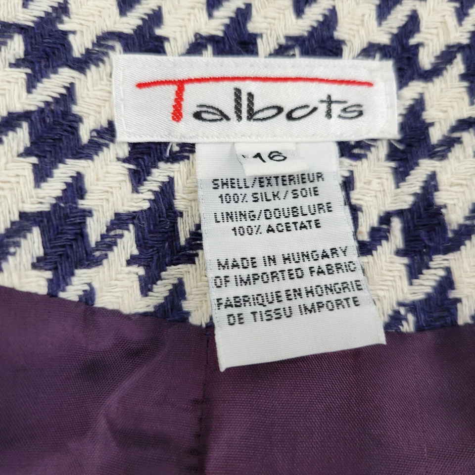 Talbots Blazer женский 16 белый шелк гончая открытые передние карманы с длинным рукавом - Изображение 3 из 4