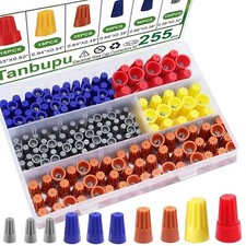 255PCS Electrical Wire Caps Wire Connectors Nuts Kit, 22-10AWG Insulating Insert
