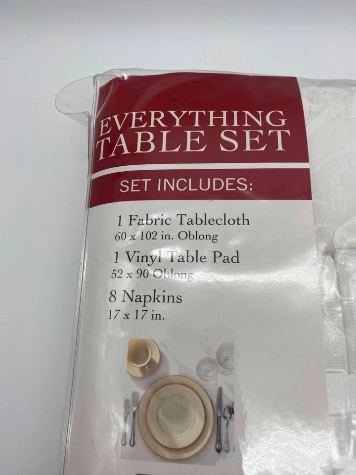 Town & Country Everything Table Set White Floral 60"x102" Oblong NIP - Image 2 of 4