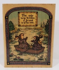 Uptown Rubber Stamp,L13032 To Have a Friend, Holly Pond Hill, Rabbits in a Boat