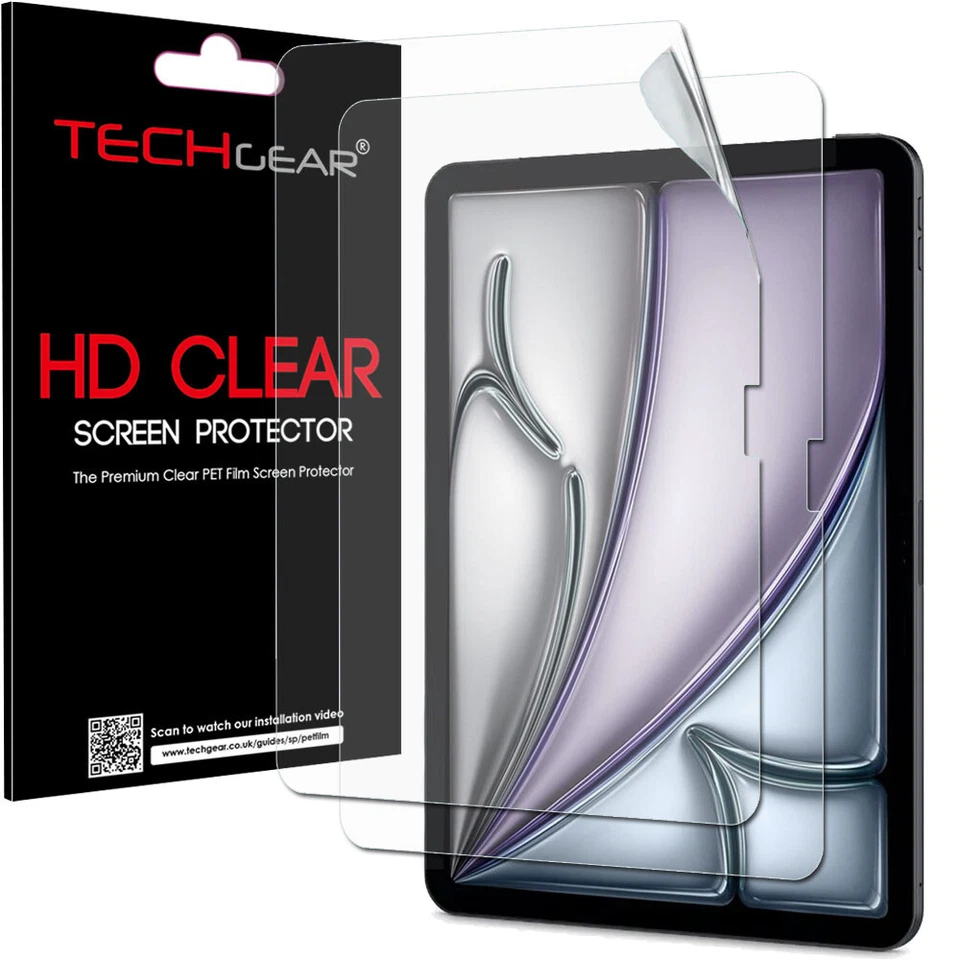 2x TECHGEAR Ultra Clear Screen Protectors for Apple iPad Air 11" 2025 2024 M3/M2