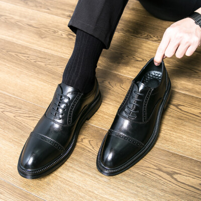 Mens 2024 British Style Lace Up Casual Business Oxfords