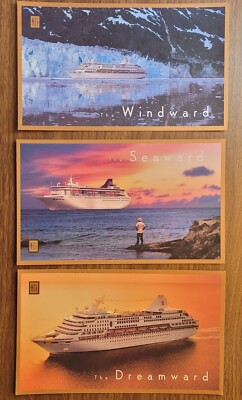 3 Norwegian Cruise Line große Postkarten. Dreamward, Seaward, Windward. 23 x 13 cm