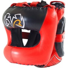 Rival Boxing RHGFS3 Face saver Headgear Leather Red Head Guard Sparring Helmet