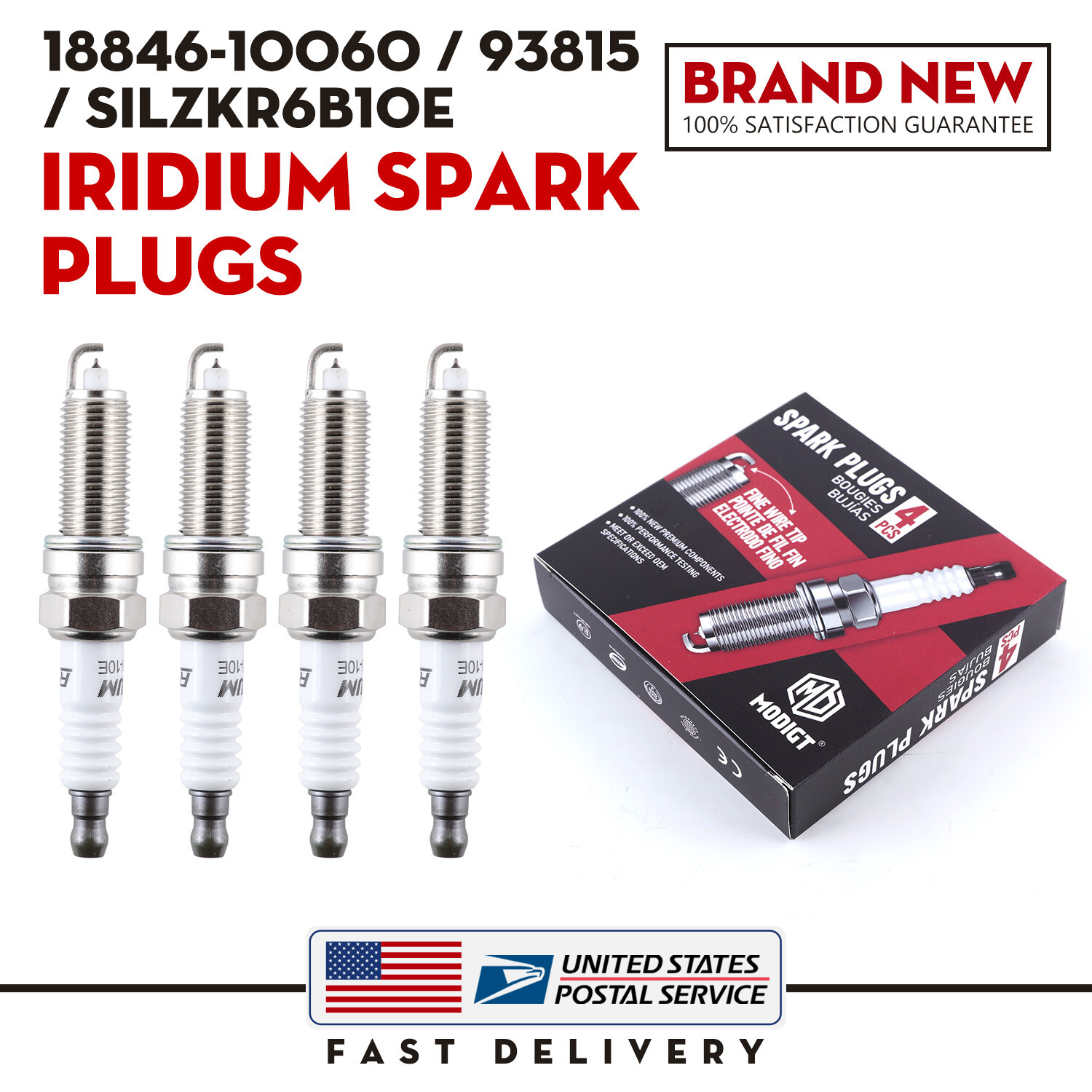 4PCS Iridium 18846-10060 SILZKR6B10E Spark Plugs For Hyundai ACCENT KIA SOUL NEW