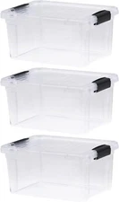 Superio Clear Storage Bins with Lids, 3 Pack- Plastic Storage Boxes - 6.6 Quart