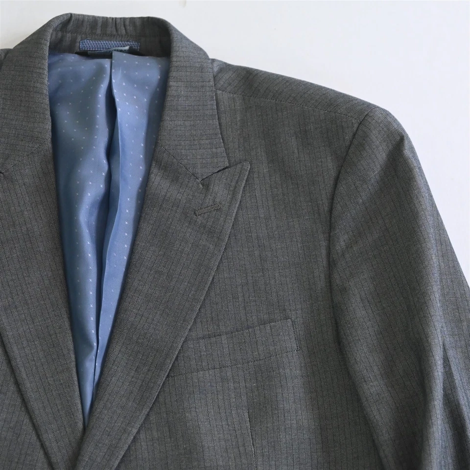 Beverly Hills Polo Club 42S 32x28 Gris Rayas Hombres Chaqueta Pantalones Traje Foto 3 de 4