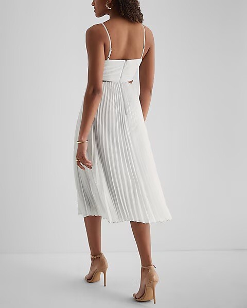 open lace back dress V-Neck Pleated Floral Midi Dress