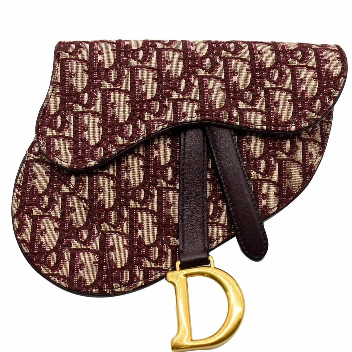 Dior Burgundy Oblique Canvas and Leather Saddle Belt Bag Dior