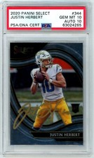 2020 Select Justin Herbert Field Level Auto Rookie Card PSA 10 Auto 10 POP 3