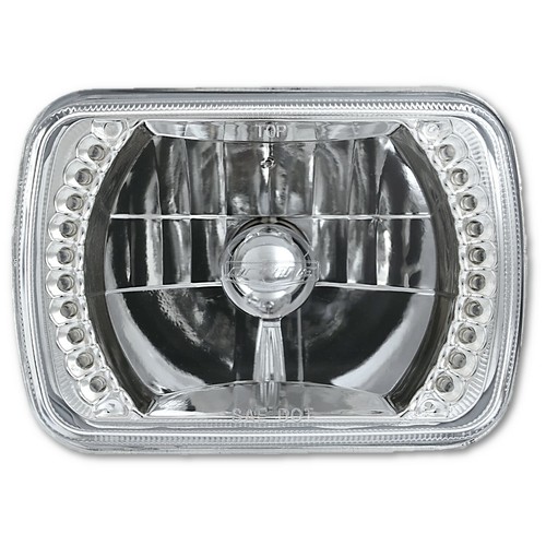 7X6 Green LED Halo Halogen Crystal Clear Headlights Angel Eye Light H4