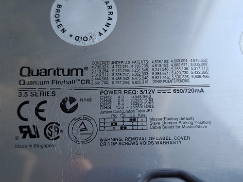 Quantum Fireball CR4.3A CR43A013 Internal 40-pin IDE ATA-66 HDD 4,3GB 3,5”inch. - Picture 5 of 24