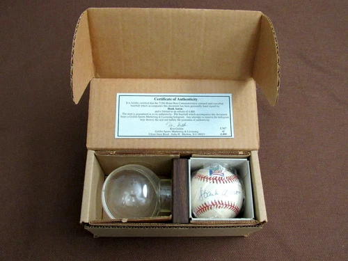 HANK AARON 715TH HOME RUN BRAVES HOF SIGNED AUTO L/E STAMP ONL BASEBALL SB COA