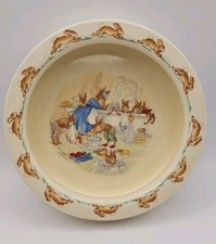 Vintage Royal Doulton Bunnykins Barbara Vernon "Washing Up" Porridge Bowl