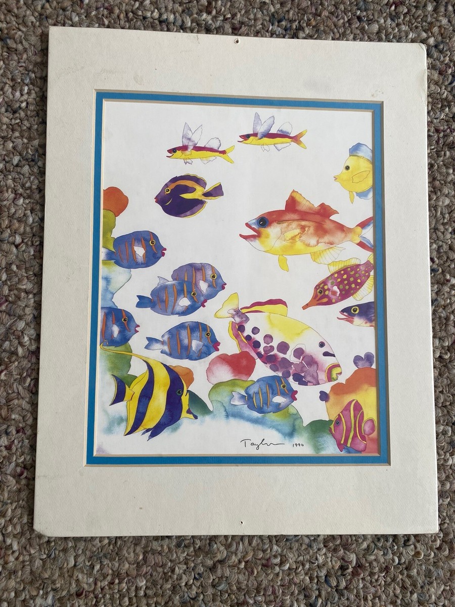TRACY TAYLOR ARTIST FISH & CHIPS AUTHENTIC 1990 ART PRINT 14 X 11
