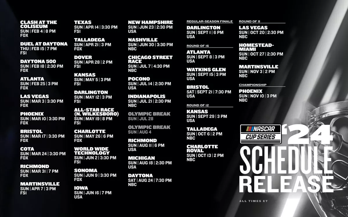 Cup Series Schedule … addi simona