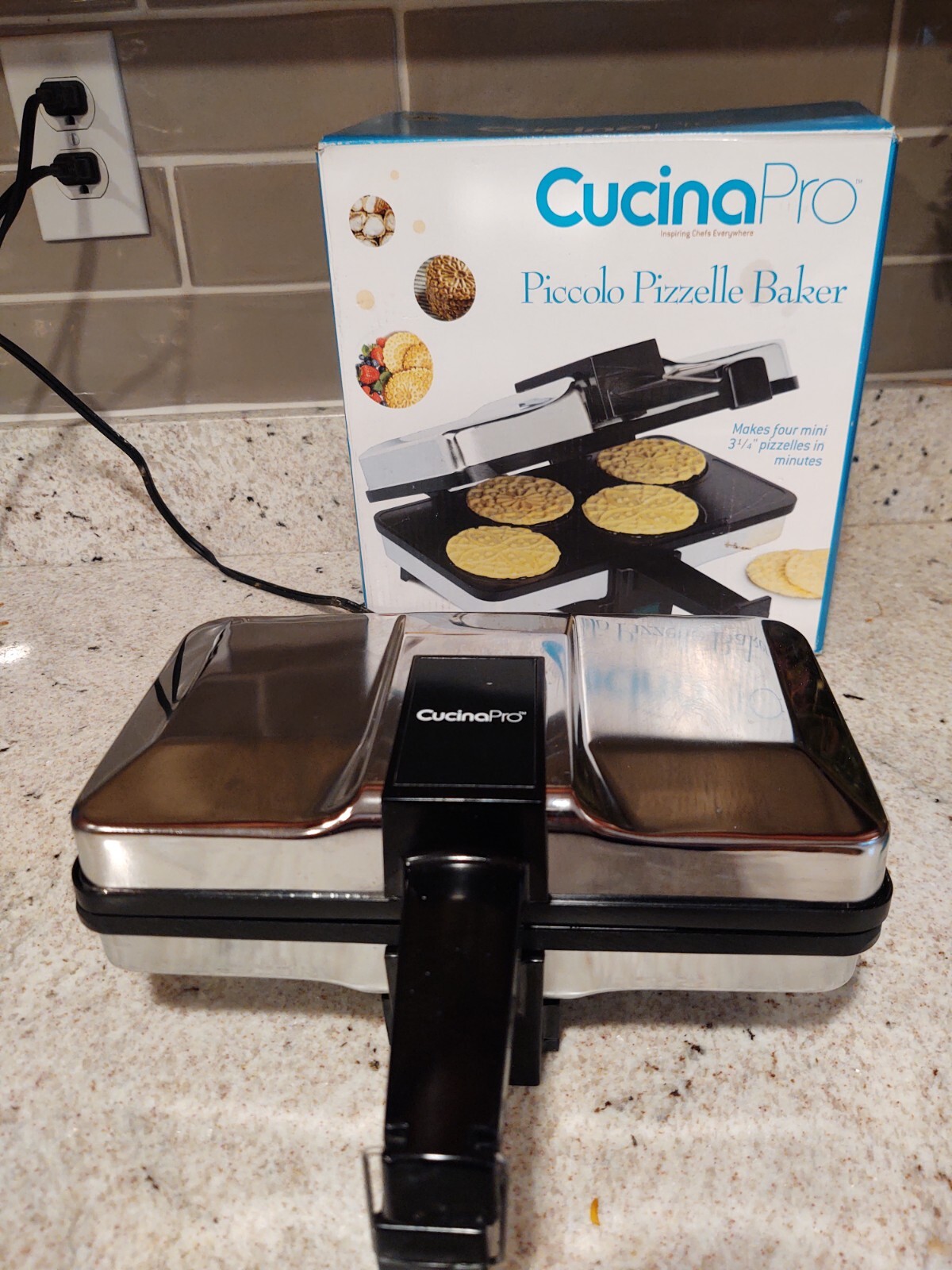 Cucina Pro Piccolo Pizzelle Baker Waffle Cookie Maker In Box