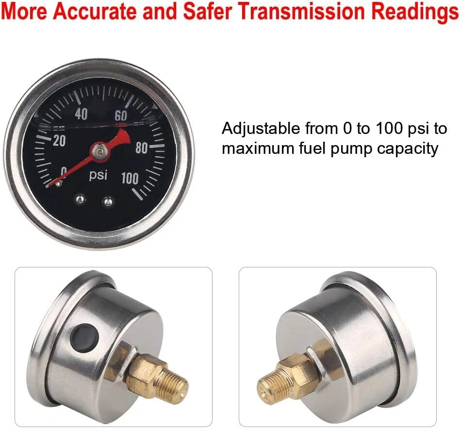 Regulador de presión de combustible EFI 0-100 psi + medidor AN6-6AN montaje de línea de combustible ajustable Foto 3 de 4