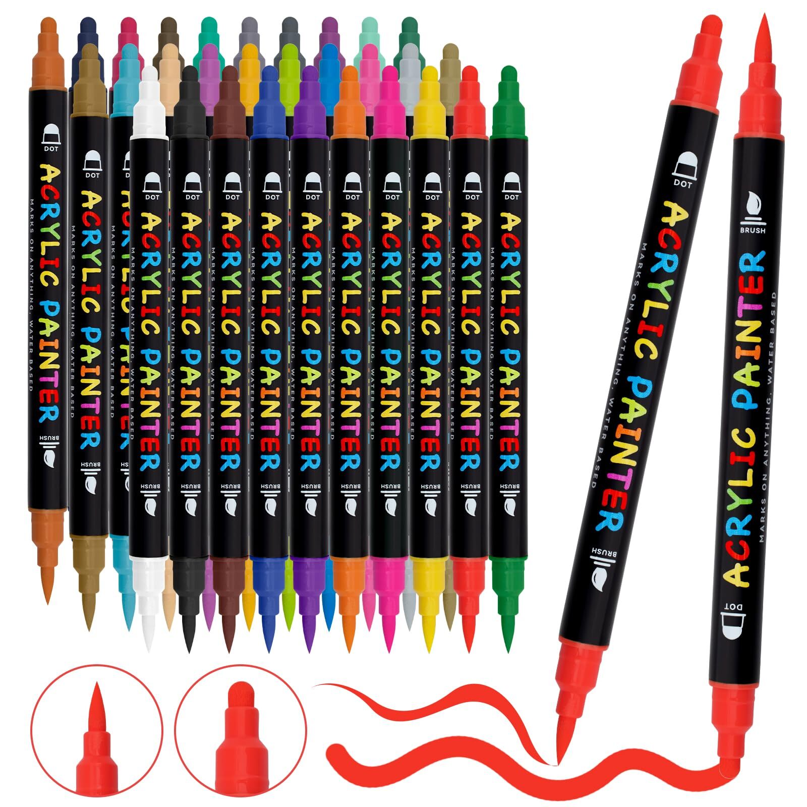 30-Color Dual Tip Acrylic Paint Markers for Art & Craft-image