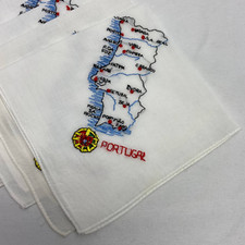 Portugal Embroidered Handkerchiefs Hand Made Set of 7 White 10"x10"
