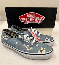 [New+Defects], Vans, Authentic, Denim/Checkered, Men 5.5/Women 7
